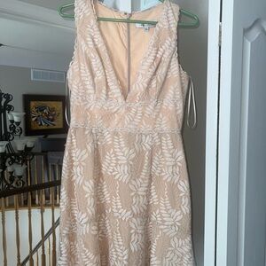 Cream Sleeveless V-Neck A-Line Dress